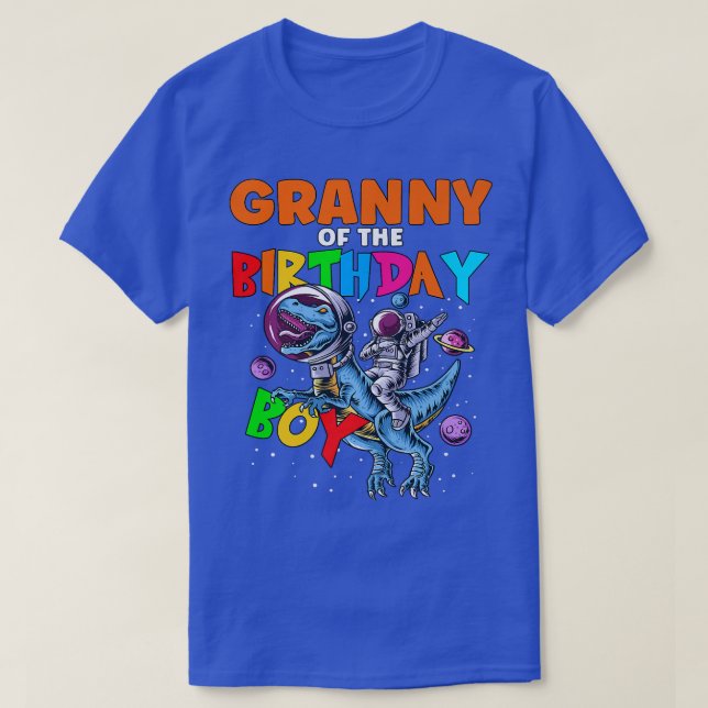 Rawr Granny Of The Birthday Boy Astronaut Riding D T-Shirt (Design Front)