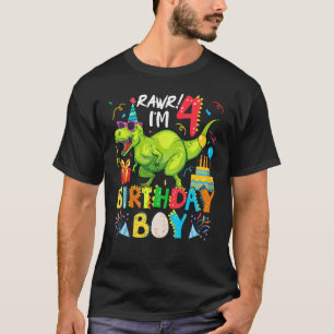 Rawr I M 4th Birthday Boy Dinosaur T Rex 4 Years O T-Shirt