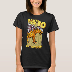 Rawr I'm 10 Birthday Boys 10th Birthday Dino Edmo T-Shirt