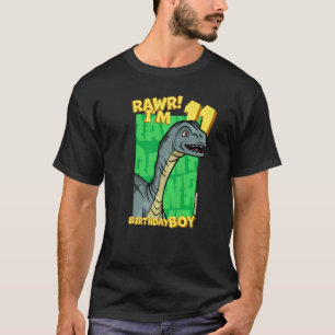 Rawr I'm 11 Birthday Boys 11th Birthday Dino Mussa T-Shirt