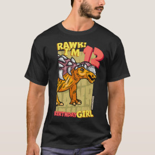 Rawr I'm 12 Birthday Girls 12th Birthday Dino Edm T-Shirt