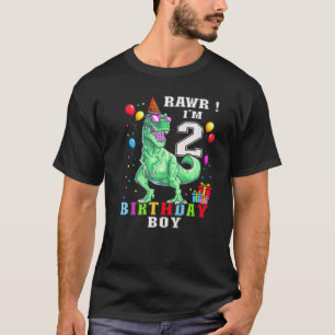 Rawr I'm 2 2nd Birthday Rex Dinosaur Party For Bo T-Shirt