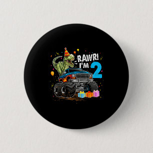 Rawr I'm 2 2nd Birthday T Rex Dinosaur Funny Party 2 Inch Round Button