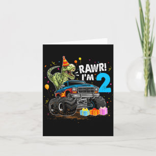 Rawr I'm 2 2nd Birthday T Rex Dinosaur Funny Party Card