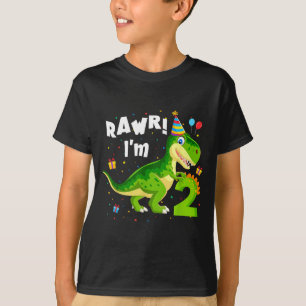 Rawr I'm 2 2nd Birthday T Rex Dinosaur Funny Party T-Shirt