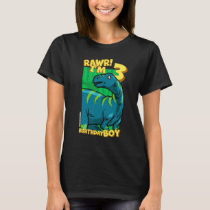 Rawr  I'm 3 Birthday Boys 3rd Birthday Dino Fukuis T-Shirt