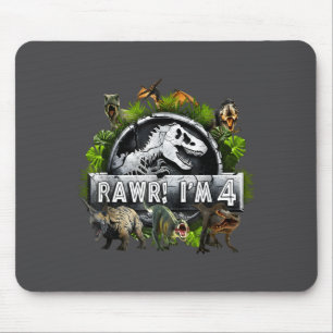 Rawr I'm 4 4th Birthday T Rex Dinosaur Funny Party Mouse Pad