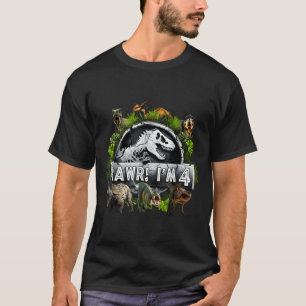Rawr I'm 4 4th Birthday T Rex Dinosaur Funny Party T-Shirt
