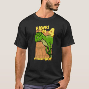 Rawr I'm 4 Birthday Boys 4th Birthday Dino Yinlong T-Shirt
