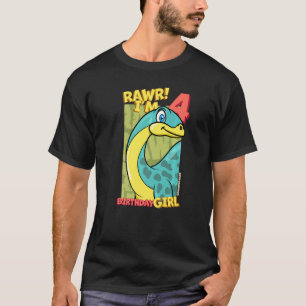Rawr I'm 4 Birthday Girls 4th Birthday Dino Apatos T-Shirt