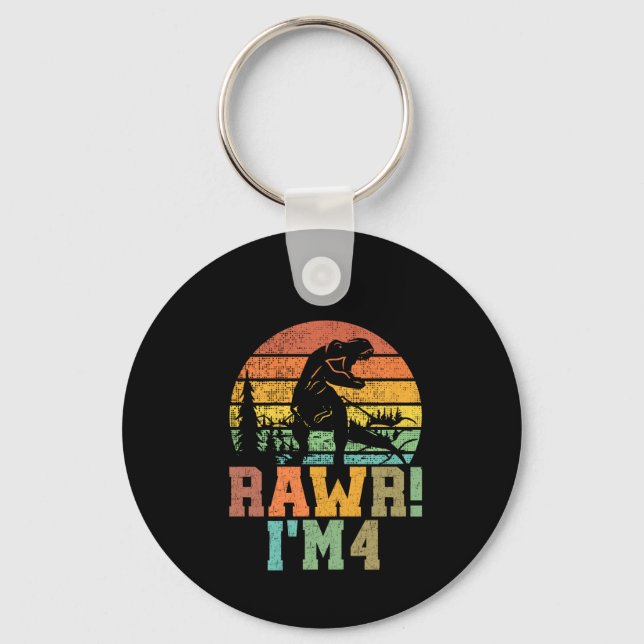 Rawr Im 4 Dinosaur T Rex 4 Year Old Keychain (Front)