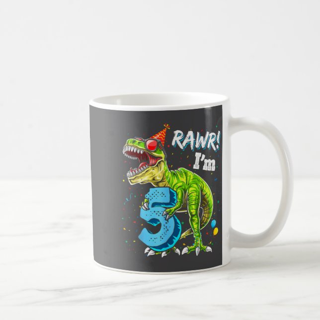 Rawr I'm 5 5th Birthday T Rex Dinosaur Funny Party Coffee Mug (Right)