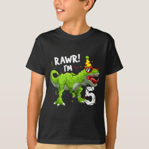 Rawr I'm 5 5th Birthday T Rex Dinosaur Funny Party T-Shirt