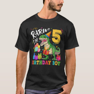 Rawr I'm 5 Birthday Boy Dinosaur T Rex 5Th Birthda T-Shirt