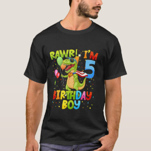 Rawr Im 5th Birthday Boy Dinosaur Family Party Dec T-Shirt