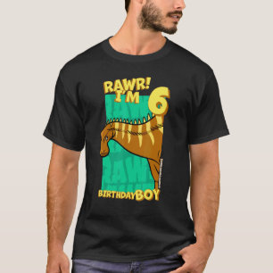 Rawr I'm 6 Birthday Boys 6th Birthday Dino Rebbac T-Shirt