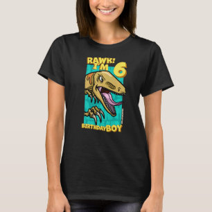Rawr I'm 6 Birthday Boys 6th Birthday Dino Velocir T-Shirt