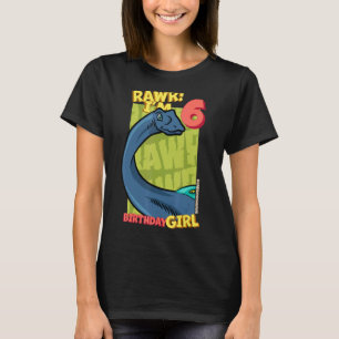 Rawr I'm 6 Birthday Girls 6th Birthday Dino Quaes T-Shirt