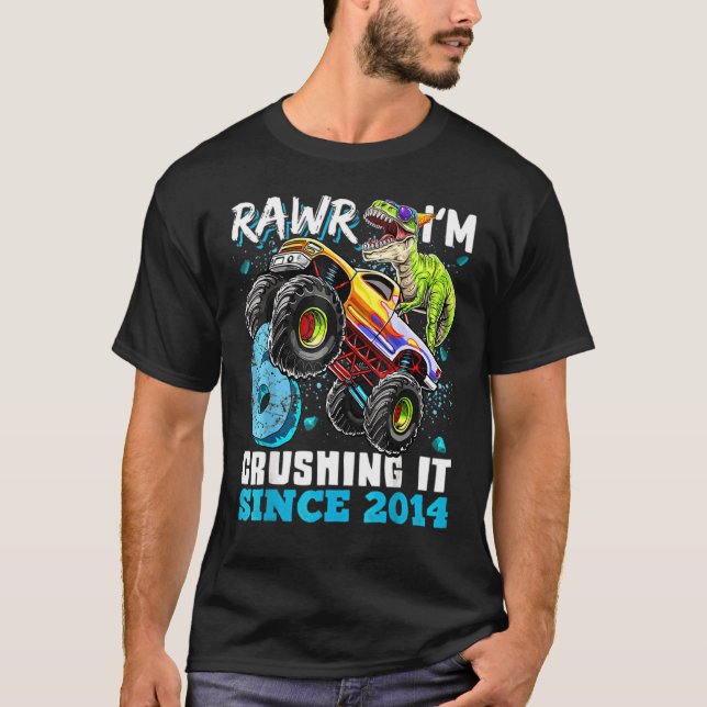 Rawr I'm 6 Crushing It 2014 Monster Truck Dinosaur T-Shirt (Front)