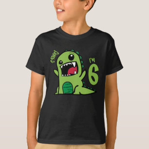 Rawr I'm 6, Funny 6th Birthday Dinosaur Shirt 