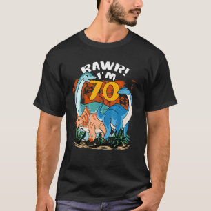 Rawr I'm 70 Years Old 70th Birthday Boy Rex Dinosa T-Shirt
