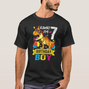 Rawr I'm 7 7th Birthday Dinosaur Boys Dino Rex 7 Y T-Shirt