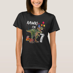 Rawr I'm 7 7th Birthday Rex Dinosaur Party For Bo T-Shirt