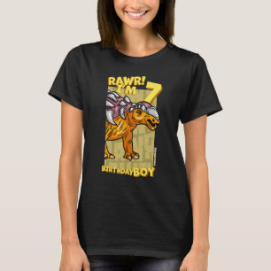 Rawr I'm 7 Birthday Boys 7th Birthday Dino Edmont T-Shirt