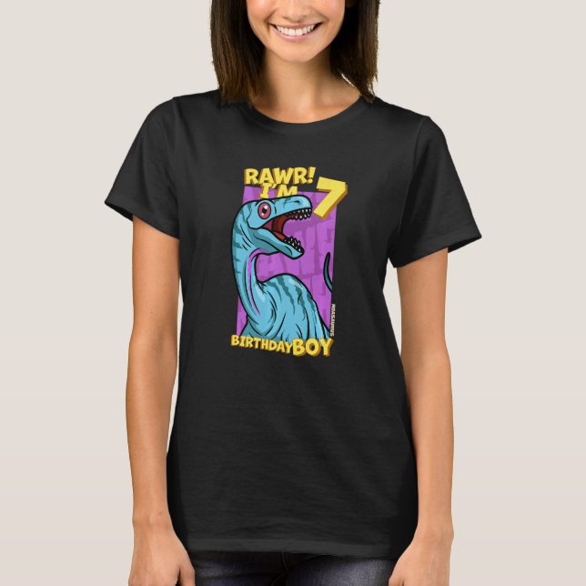 Rawr I'm 7 Birthday Boys 7th Birthday Dino Noasaur T-Shirt (Front)