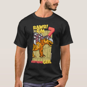 Rawr I'm 7 Birthday Girls 7th Birthday Dino Edmon T-Shirt