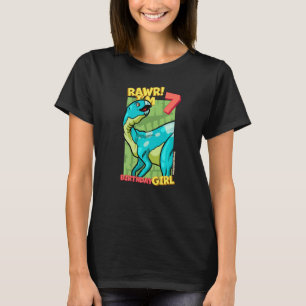 Rawr I'm 7 Birthday Girls 7th Birthday Dino Hypsil T-Shirt
