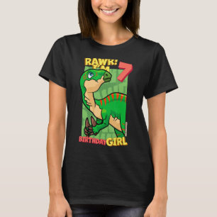Rawr  I'm 7 Birthday Girls 7th Birthday Dino Iguan T-Shirt