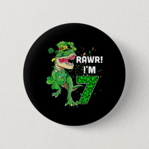 Rawr I'm 7 Birthday Years Old 2015 T Rex Dinosaur  2 Inch Round Button