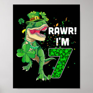 Rawr I'm 7 Birthday Years Old 2015 T Rex Dinosaur  Poster