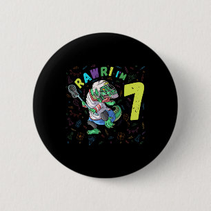 Rawr I'm 7 Dinosaur T-rex 7 Year Old Boy Birthday  2 Inch Round Button
