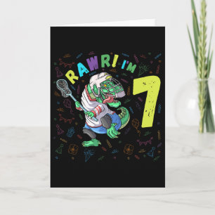 Rawr I'm 7 Dinosaur T-rex 7 Year Old Boy Birthday  Card