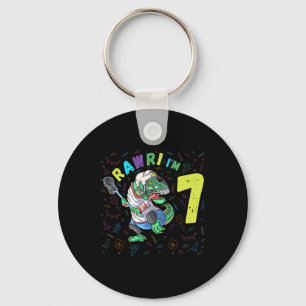 Rawr I'm 7 Dinosaur T-rex 7 Year Old Boy Birthday  Keychain