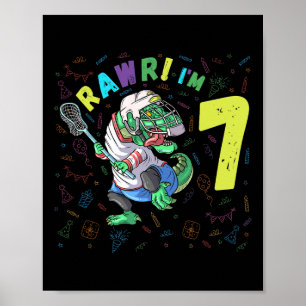 Rawr I'm 7 Dinosaur T-rex 7 Year Old Boy Birthday  Poster