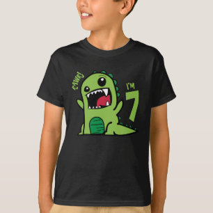 Rawr I'm 7, Funny 7th Birthday Dinosaur Shirt 