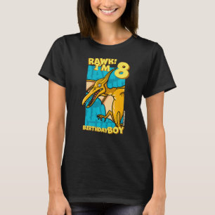 Rawr I'm 8 Birthday Boys 8th Birthday Dino Pteroda T-Shirt