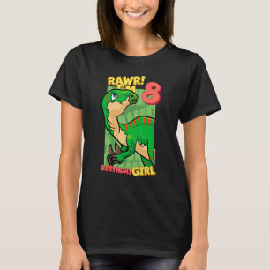 Rawr I'm 8 Birthday Girls 8th Birthday Dino Iguan T-Shirt