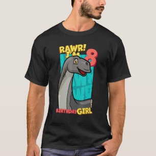 Rawr I'm 8 Birthday Girls 8th Birthday Dino Jobar T-Shirt