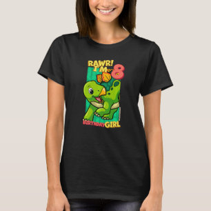 Rawr I'm 8 Birthday Girls 8th Birthday Dino Stegos T-Shirt