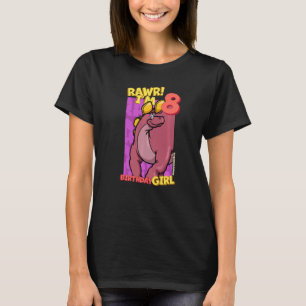 Rawr I'm 8 Birthday Girls 8th Birthday Dino Wuerho T-Shirt
