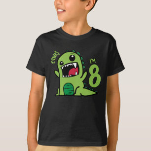 Rawr I'm 8, Funny 8th Birthday Dinosaur Shirt 