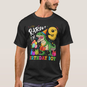 Rawr I'm 9 Birthday Boy Dinosaur T Rex 9Th Birthda T-Shirt