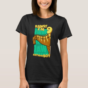 Rawr I'm 9 Birthday Boys 9th Birthday Dino Rebbac T-Shirt