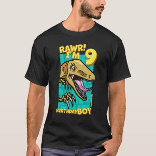 Rawr I'm 9 Birthday Boys 9th Birthday Dino Veloci T-Shirt