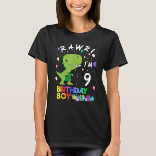 Rawr I'm 9 Cute Dinosaur Birthday T-Shirt