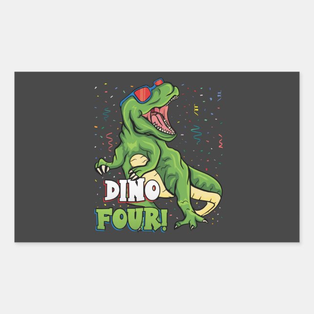Rawr I'm a Dinofour 4th Birthday Dinosaur Sticker (Front)